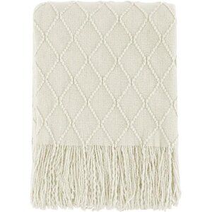 Geometric Acrylic Throw Blanket – 50x60 Soft Cozy Sofa Couch Blanket with Fringe